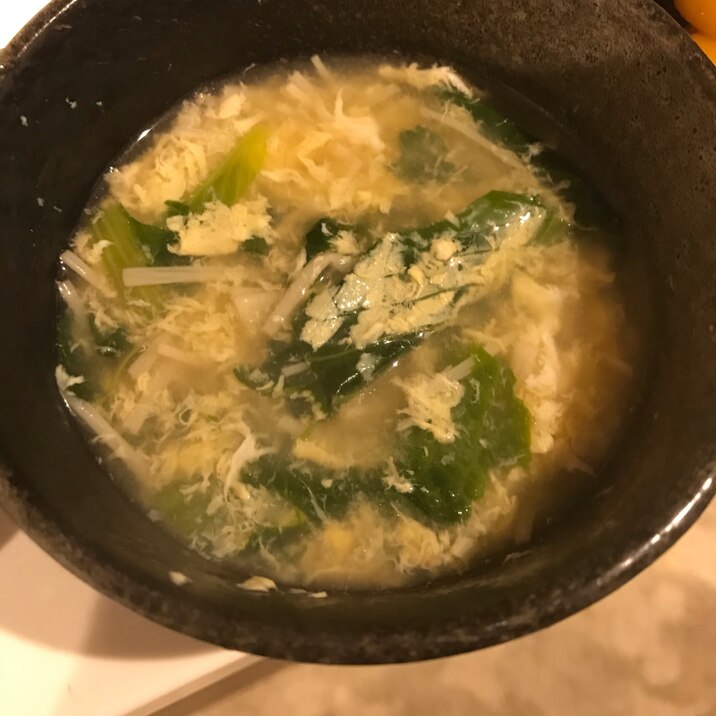 チンゲン菜とえのきの卵スープ